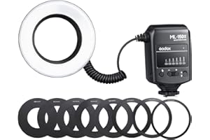 Godox ML-150II Universal Macro Ring Flash Light 11 Levels Adjustable Brightness GN12 Fast Recycle with 8pcs Adapter Rings Replacement for Canon Nikon Sony DSLR Camera