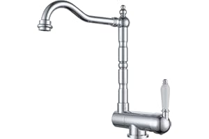 SJQKA Mitigeur Cuisine Rabattable Chrome, Laiton Robinet Cuisine Pliable Mitigeur De Cuisine Sous Fenêtre Avec Bec Orientable 360° Robinetterie Evier Rabattable Devant Fenêtre (Chrome)