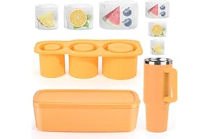 Eiswürfelform für Stanley Cups, Banaone Eiswürfelform Silikon mit 3 Fächern und Deckel BPA-frei, Eiswürfelschale Sichere Eiswürfel Form für 20 Oz 30 Oz 40 Oz Becher, Getränke Cocktails Kaffee (Gelb)