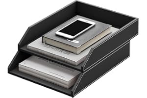 ‎MAILAIN Mailain 2 Stück Briefablage Stapelbar, A4 Papierablage Dokumentenablage, Büro aktenablage Ablage für Schreibtisch, Schwarz