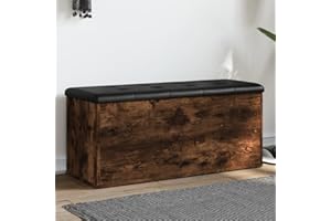 Willood Sitzbank mit Stauraum, Bank Gepolstert Sitzhocker Schuhbank, Truhenbank Polsterbank Aufbewahrungsbox für Wohnzimmer Flur, Räuchereiche 102x42x45 cm Holzwerkstoff