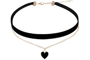 TELOOCO Black Choker Necklace for Women Retro Layered Velvet Choker with Black Heart Pendant Victorian Necklaces Goth Necklace 90s Ribbon Chokers Collar Gothic Accessories for Halloween Prom Party Cosplay