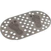 Efe Mark Premium Serisi Banyo - K&uuml;vet İ&ccedil;i Kaydırmaz Vantuzlu Ayak Desenli Paspas 66,5 x 36,5 cm, Siyah
