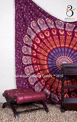 Tapestry Queen Maroon Barmeri Beach Sheet Indian wall Hanging Mandala BedSpread Dorm Decor Bedspread Tapestries 92×82 Inches Aakriti Gallery - 2