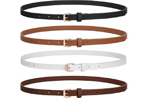 LEACOOLKEY 4 stycken skinny damläderbä för klänningar tunt midjebä för jeans byxor med guldspänne