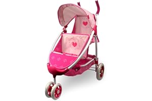 Anivia Twin Dolls Carrozzina, Passeggino per Bambole con Cestino, Giocattoli per Carrozzina Regalo per Bambini, Bambole Adatte Fino a 14 Pollici - Rosa