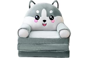 CORLIDEA Peluche plegable niños sofá respaldo sillón 2 en 1 plegable niños sofá dibujos animados lindo sofá perezoso niños Flip abierto sofá cama para sala de estar dormitorio sin almohada (AF-2, One Size)