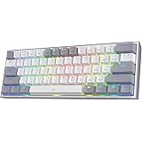 Redragon K617 Fizz 60% Wired RGB Gaming Keyboard, 61 Keys Compact Mechanical Keyboard w/White and Grey Color Keycaps, Linear 