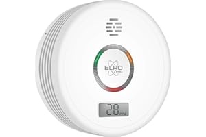 Elro PRO PK4910 Design Rilevatore di monossido di carbonio con batteria da 10 anni - Autotest automatico - Display - Conforme alla norma europea EN50291, Bianco, 1 pz