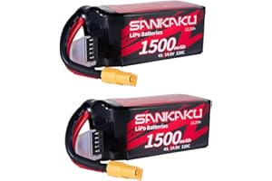 SANKAKU 14.8V Batería Lipo 4S 1500mAh 120C FPV Batería con Conector XT60 para FPV Racing RC Quadcopter Helicóptero Avión Multimotor Hobby (2 Paquetes)