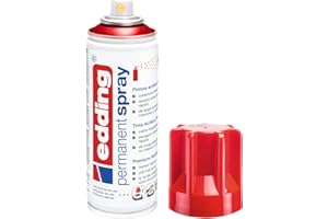 edding 5200 spray permanent - rouge trafic brillante - 200 ml - peinture acrylique pour peindre ou décorer verre, métal, bois, céramique, plastique, toile - peinture acrylique en aérosol