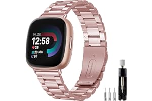 YASPARK Compatible avec Fitbit Versa 4/Fitbit Versa 3/Fitbit Sense 2, Bracelet Métallique en Acier Inoxydable pour Fitbit Versa 4, Fitbit Versa 3, Fitbit Sense 2, Fitbit Sense