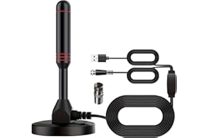 JESINOR Portable Indoor/Outdoor TV Aerial with Magnetic Base, 360°Reception High Gain Digital Freeview TV Antenna