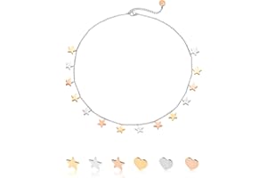 inSCINTILLE Collana con Stelle Pendenti Donna in Acciaio Inossidabile con Chiusura Regolabile, Collana Stelline ad 1/2/3 Fili con Confezione Regalo
