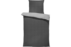 one-home Jersey Bettwäsche kuschelig Weiche Baumwolle Bettbezüge mit Reißverschluss, Größe:135x200 cm, Farbe:Melange grau
