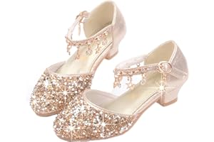 LOBTY Filles Chaussure à Talon Enfant Ballerines Princesse fête Mariage Cadeau Vacances Chaussures Halloween Noël Anniversaire Déguisement pour Un Cadeau 26-38