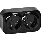 Miratic Multiple Socket - Surface Socket Base - Double Wall Plug 2 x 2 Poles +Earth - French Version - Black
