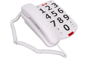 ELPRICO Téléphone à Grosses Touches pour Personnes âgées, Téléphone Fixe Filaire, Numérotation Abrégée, Grosses Touches, Volume élevé pour Malentendants et Malvoyants