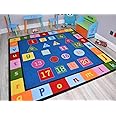 Small Large Boys Girls Kids Alphabet Numbers Childrens School Bright Rugs Mats (200cm x 200cm)