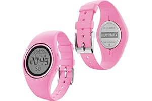 HUYVMAY Non Connectée Podomètre Montres sans App, Montre Rechargeable à Durée de Vie de la Batterie de 20 Jours, Enfants Montres Numériques IP68 Etanche avec 3 Réveils pour Garçons et Filles Enfants