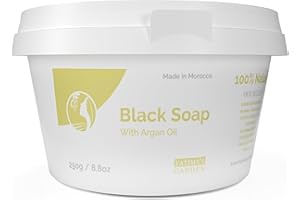 Fatima's Garden Sapone Nero con Olio di Argan - Detergente Esfoliante, 250g