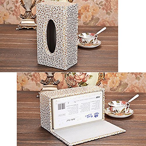 SOEKAVIA PU Leder Kleenex boxen Tissue Box Taschentücher boxen Kosmetikbox für Haus und Auto(Groß)-Gold - 7