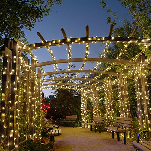 LE 20M Solar Lichterkette 200 LEDs IP44 Wasserfest 8Modi Batteriebetrieb Garten Terrasse Weihnachten Aussenbereich deko (Warmweiß) - 3