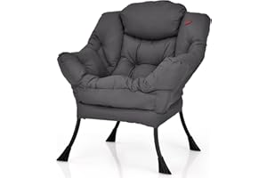 COSTWAY Fotel tapicerowany, relaksacyjny z podłokietnikami i kieszenią boczną, fotel telewizyjny, fotel z uszami do salonu, sypialni, biura (kolor szary)