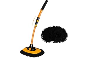 HARAZAQA Łuk 15° szczotka do mycia samochodu, zestaw z trzonkiem teleskopowym, 43", aluminium, miękka szczotka z mikrofibry, długi uchwyt, do samochodów ciężarowych, łodzi, bez zarysowań, zestaw do czyszczenia