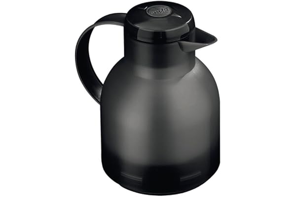 Emsa 504235 SAMBA Pichet isotherme, fermeture Quick Tip, 1 Litre, 100% hermétique, Tanslucide, noir