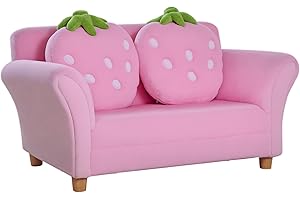 HOMCOM Kindersofa Kindersessel Sofa Couch Kinder Stuhl Kinderzimmer Softsofa Doppelsofa Einzelsofa(Erdbeersofa)