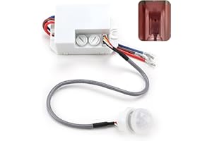DEWFIGS ㅤ Mini PIR Sensor for Indoor Use, Ceiling Flush Mounted, Infrared Motion Detector with Adjustable Delay Time, Suitable for LED and Incandescent Lamps, Energy-Efficient Lighting, Range up to 8m/360°