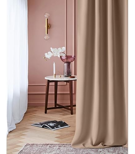 ROOM99 Tenda con occhielli argentati, modello Lara, 140 x 280 cm, larghezza x altezza, moderna, Curtain per soggiorno, camera da letto, crema, 1 pezzo