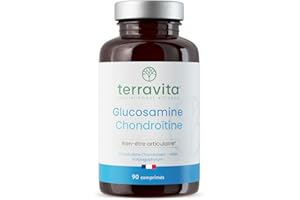 Glucosamine Chondroïtine | Avec Harpagophytum + MSM + Vitamine C + Oligo-éléments | Articulations Douloureuses - Arthrose - Perte de Mobilité | 90 Comprimés Dosage Fort | Made in France | Terravita
