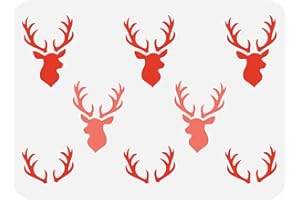 FINGERINSPIRE Deer Head Pattern Stencil 29.7x21cm Reutilizable Antler Painting Stencil Plastic DIY Craft Art Animal Deer Stencils para Pared, Madera, Muebles, Tejido, Pintura Del Libro de Recuerdos