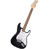 جيتار كهربائي Squier by Fender Debut Collection HT HSS Stratocaster، لوحة مفاتيح Laurel، لوح ضارب أبيض، أسود
