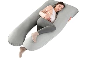 SHANNA Almohada de Embarazo, Almohada Extragrande para Adultos, Almohada Corporal para Maternidad y Sleep Confort, Almohada en Forma de U, con Fresco Funda Extraíble y Lavable, 70 x 145 cm