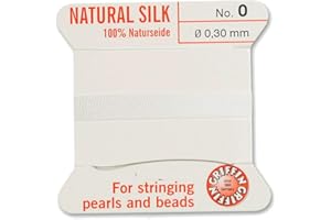 ‎CREATIVE-BEADS Creative-Beads Perlenfaden, Schnur, Perlseide zum auffädeln 2m lang mit flexiblem Drahtende als Fädelnadel Stärke 0,30mm weiß