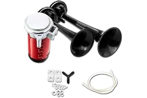 VALINK Universal Loud Car Horn, Dual Trumpet Loud Air Horn 12V 178dB Loud Dual Tone Set, Chrome Trumpet Air Horn Compressor with Super Loud for Car Truck Train Motorcycle Vehicles Boat Claxon Horns