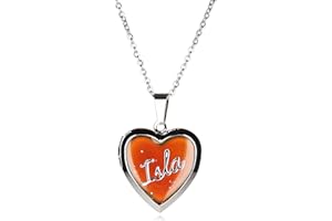 G to J Girls Personalised Name Heart Shaped Mood Locket Pendant Kids Necklace