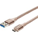 Amazon Basics - Verbindungskabel, USB Typ C auf USB Typ A, USB-3.1-Standard der 1. Generation, doppelt geflochtenes Nylon, 3 