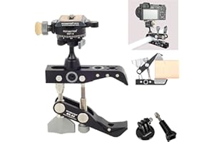 FOTOBETTER Super Clamp Camera Mount with Mini Panoramic Tripod Ball Head,Camcorder Action Camera Crab Pliers Clip Pipe Clamp Mounts for Cameras, Lights, Hooks, Shelves, Plate Glass, Cross Bars