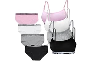 SUNVIVID Girls Sports Bras Cotton Teen Vest Adolescente Seamless Underwear with Removable Pads and Adjustable Shoulder Strap for Kids 7-12 Years