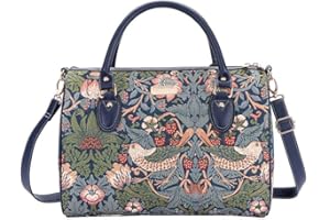 SIGNARE Tapisserie Siganre Sac De Voyage Femme, Bagage à Main, Weekender, Gym Bag avec la Conception de William Morris (Strawberry Thief Blue)