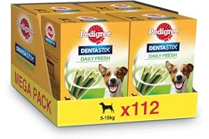 Pedigree Dentastix Fresh Snack Dental para la Higiene Oral y Contra el Mal Aliento de Perros Pequeños (4 paquetes de 28ud)