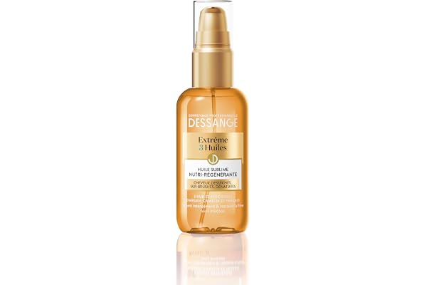 Dessange - Huile Sublime Nutri-Régénérante Extrême 3 Huiles - Formule Enrichie À L''Argan, Camélia & Pracaxi - Nourrit Intensément & Restaure - Pour Cheveux Desséchés - Sans Rinçage - 100 ml