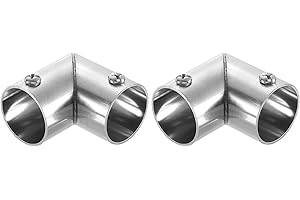 sourcing map 2Pcs 90 Degree 2-Way Elbow Pipe Fitting Connector, Fit 1 Inch(25mm) OD Pipe Stainless Steel Structural Pipe Connector Chain Link Fence Clamp