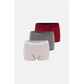 Dagi Erkek 3'lu Desenli Micro Modal Boxer Gri-Kırmıxı M