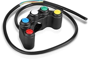 Keenso Universal 22mm 5 In 1 Motorrad Lenkerschalter, Motorrad 12V Lenkerschalter Integrierter Schalter mit 5 Tasten für Scheinwerfer, Warnlicht, Bremse, Nebelscheinwerfer und Horn