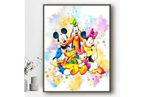 Ma Little Canv Affiche décoratifs pour chambre d'enfant fille ou garcon - Mickey et Minnie | Sans Cadres 30x40cm (La Famille Mickey)
